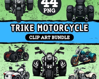 Trike Motorcycle Clipart Bundle – 44 PNG Graphics I Transparent | Biker Fan Set | Motorcycle Stickers I Commercial Use I Download