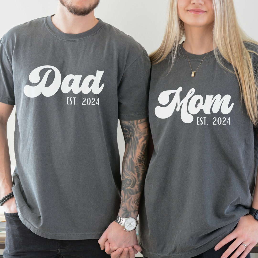 Comfort Colors EST Mom and Dad Shirts, Pregnancy Announcement, New Dad ...