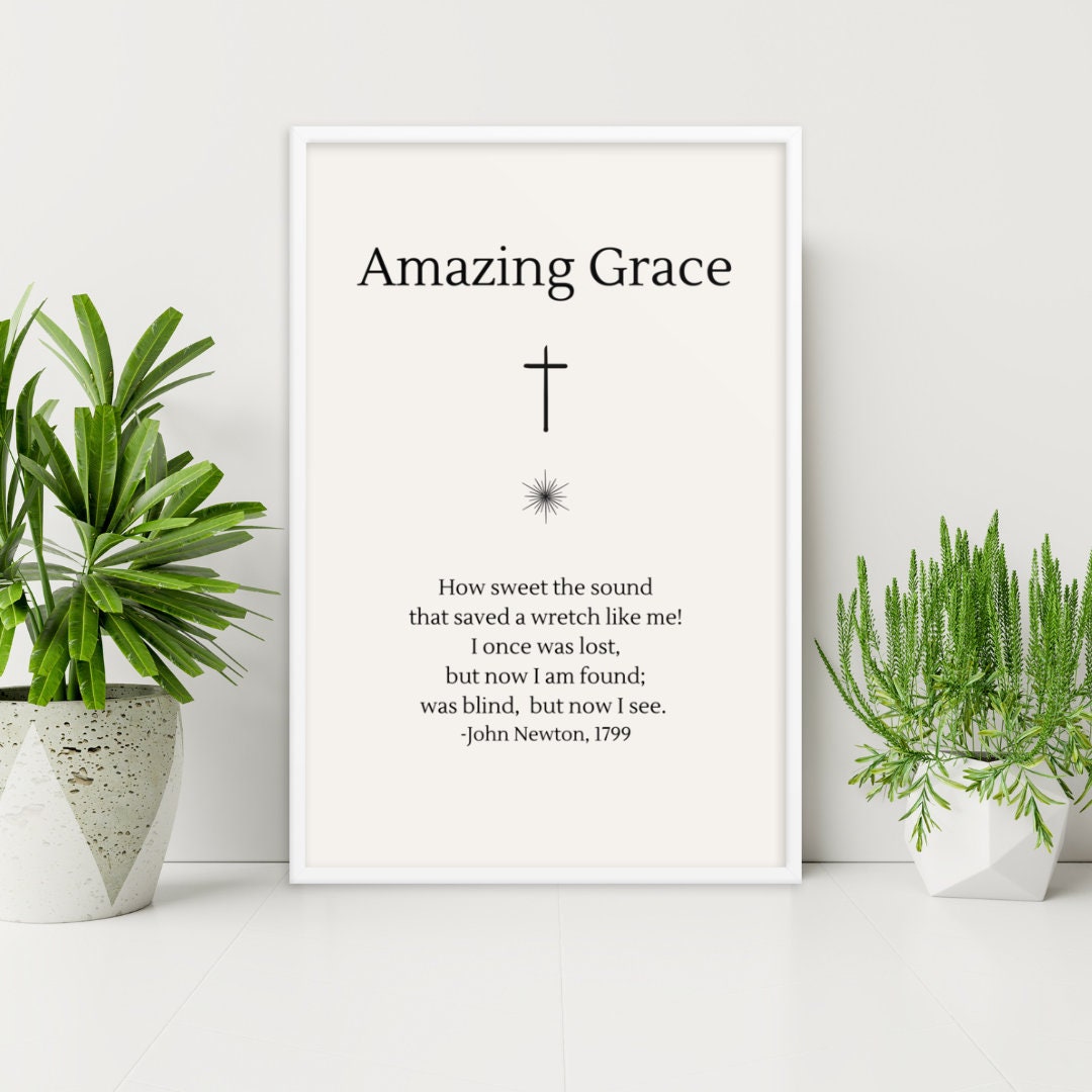 Christian Wall Art amazing Grace Hymn Premium Etsy