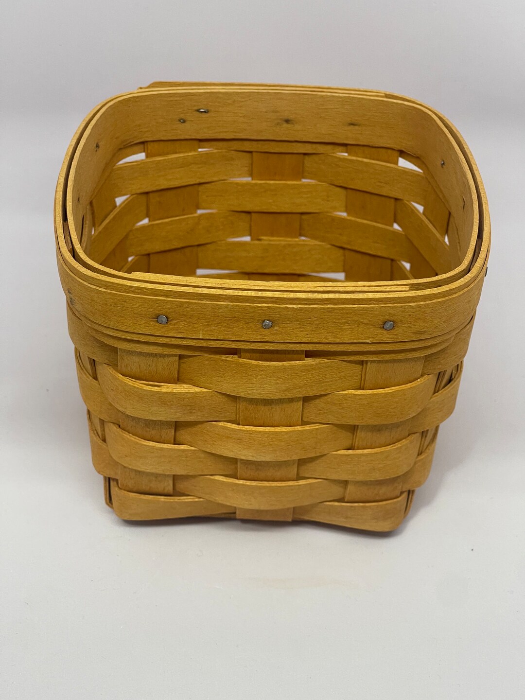 Longaberger Basket Handwoven Basket Dresden Ohio Natural Square Signed