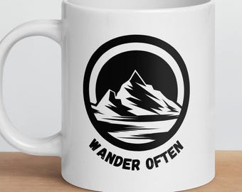 Wander Often Outdoors Mountains Camping Hiking Coffee Mug