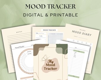 My Mood Tracker - Digital and Printable, Mood Journal, Mood Chart, Mood Tracker Journal, Habit Tracker, Wellness Journal, Mood Diary