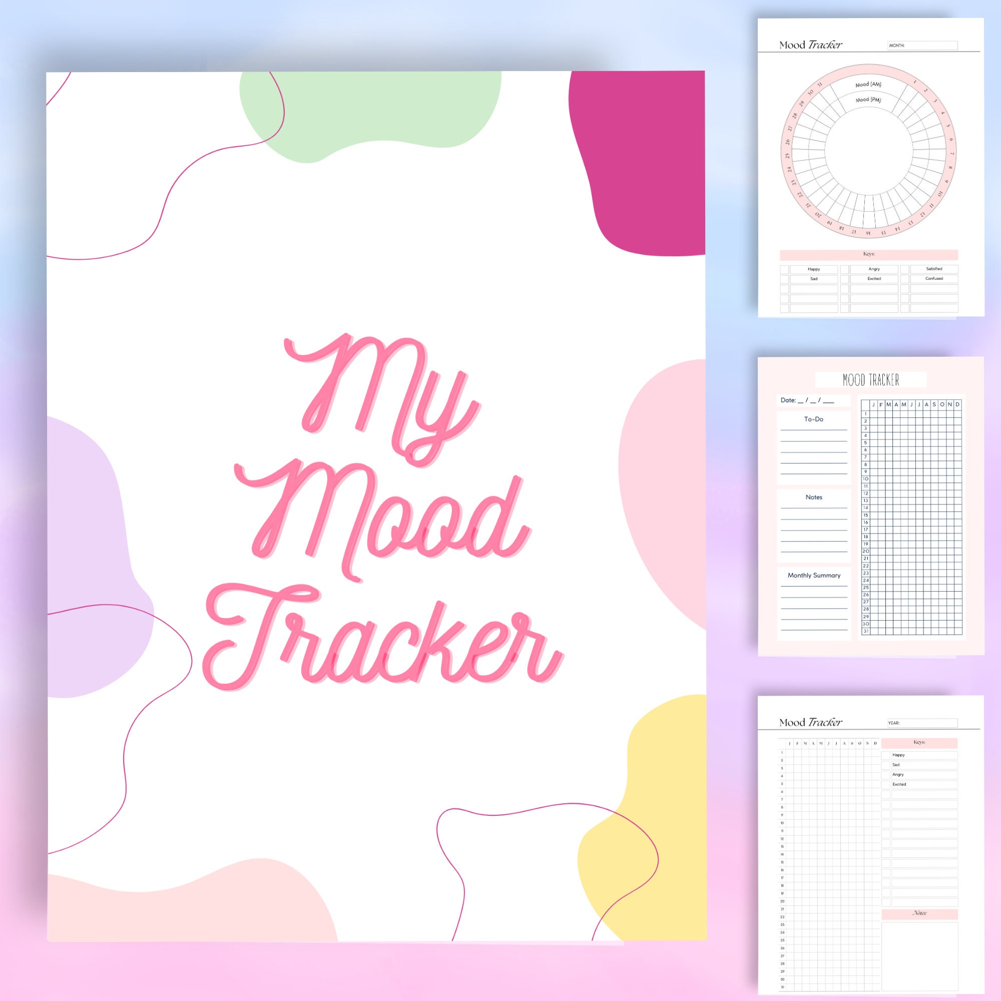 My mood tracker digital and printable mood journal mood chart mood