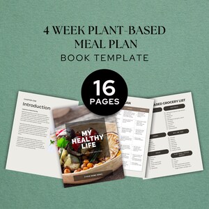 4 Week Plant-Based Meal Plan - Editable Book Template, Recipe E-Book Template, Meal Plan Template, Digital Template, E-Book Template