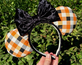 Halloween Minnie Ears in Vibrant Orange and Classic Black