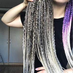 Scandinavian Viking dreads set with cold blond/brown/yellow natural-looking braids
