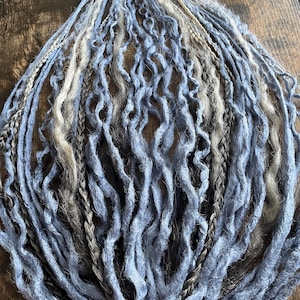Light Blue Synthetic Dreadlocks & Braids: Wavy Texture, 20 inch