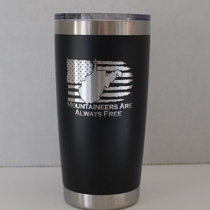 West Virginia 20oz Stainless Steel Tumbler - Mountaineers Are Always Free - Black