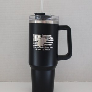 West Virginia 40oz Stainless Steel Tumbler - Mountaineers Are Always Free - Black