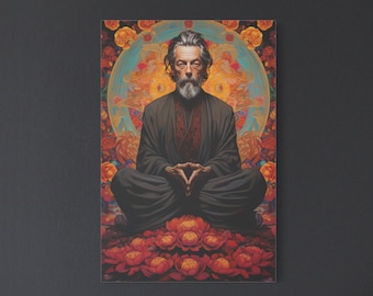 Alan Watts Art, Alan Watts Meditating, Canvas Art, Psychedelic Alan Watts, Zen Buddhism, Zen, Philosophy, Mindfulness