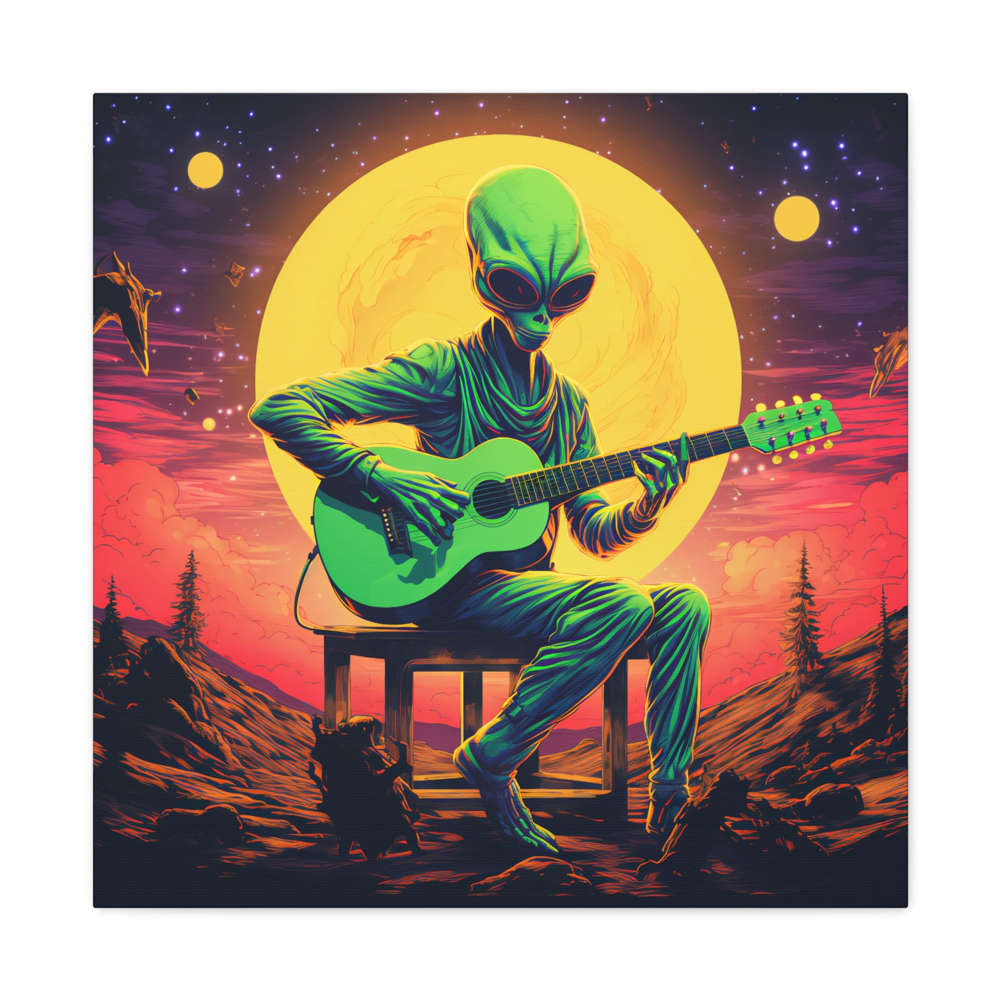 Alien Artwork, Alien Canvas Print, Alien Music Art, Extraterrestrial ...