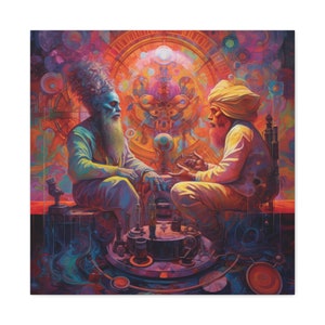 Psychedelic Art, Humans Bonding Art, Wisdom, Color Pop Art Canvas Art