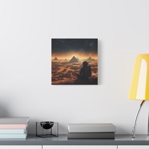 Astronaut Discovering Pyramids Canvas Art, Ancient Astronaut Theory Art, Pyramid Artwork