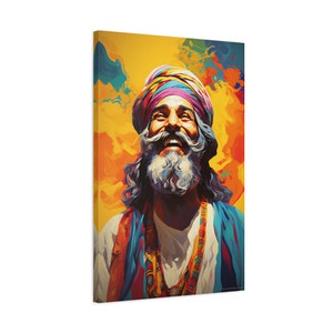 Ancient Sufi Pop Art, Canvas Art, Sufi Man, Mystical Middle Eastern Art, Colorful Artwork Canvas