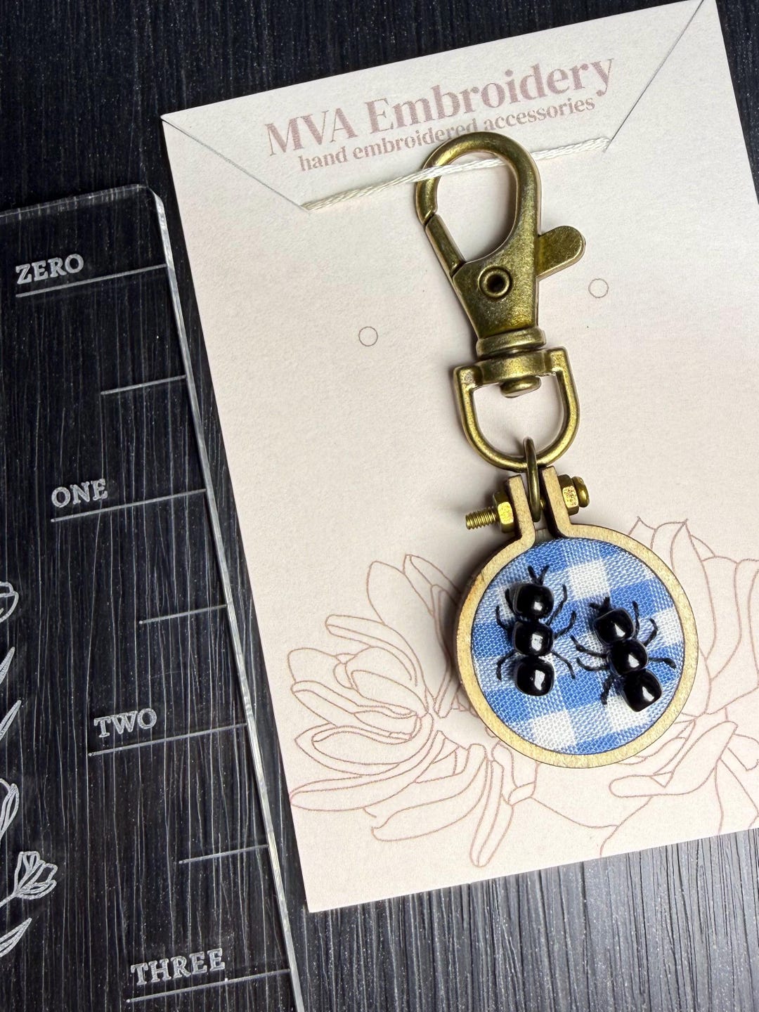 Hand Embroidered Picnic Ants Keychain | Bag Charm - Etsy