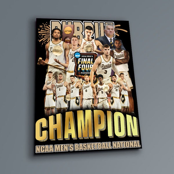 Purdue Boilermakers 2024 Champion NCAA Men’s Basketball National Final Four Wall Art Poster