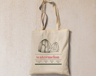 Watermelon Fruit Tote Bag | Eco, Organic, Trendy, Shopping Bag, Minimalist, Simple Tote, Spring, Summer, Fruit