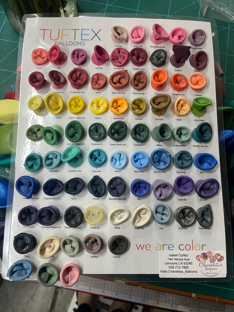 Tuftex Color Chart With 12 Balloons New Colors Included Etsy