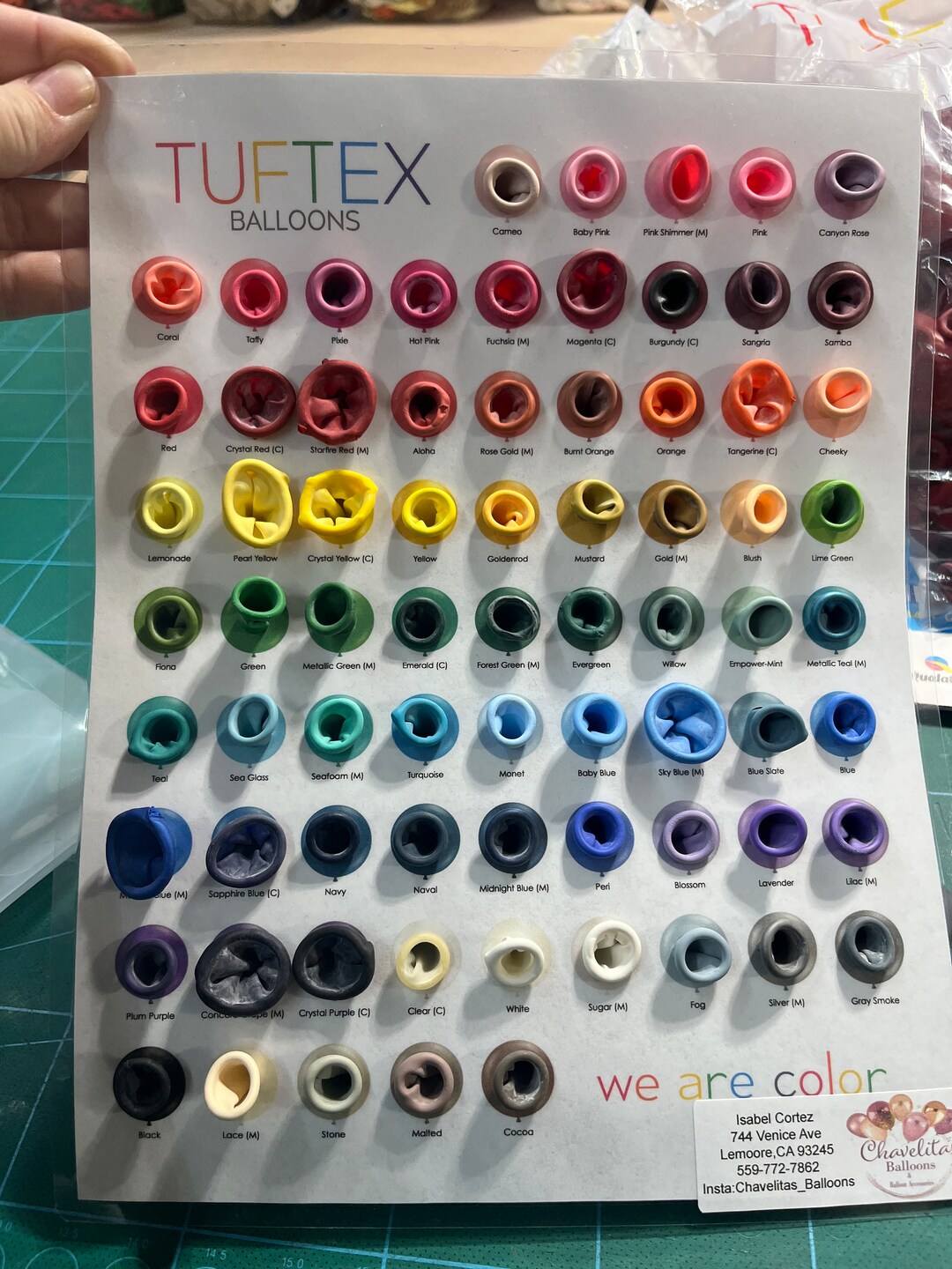 Tuftex Color Chart W/balloons Etsy