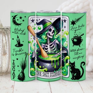 Halloween tarot card skinny tumbler,funny witch skeleton tumbler,Halloween tumbler,Halloween tumbler gift,Fall tumbler