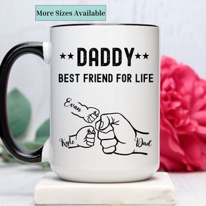 Personalized daddy best friend,Custom first bump coffee cup,gift for father,Dad gifts with kids name,fathers day gift,Christmas gift for dad