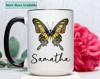 Personalized butterfly mug,Custom name butterfly gift coffee cup,Butterfly gift for her, custom butterfly name mug,christmas gift mug