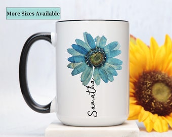 Personalized sunflower mug,Sunflower gift coffee cup,Sunflower gift for her, custom flower name mug,sunflower gift for women,christmas gift
