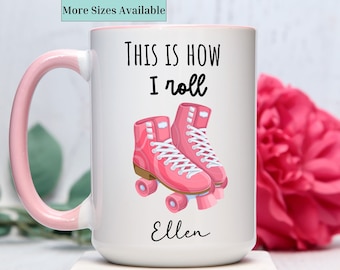 Personalized roller skate mug,customized roller derby coffee cup,roller derby gifts,roller lover gift,Skate lover gift,holiday gift