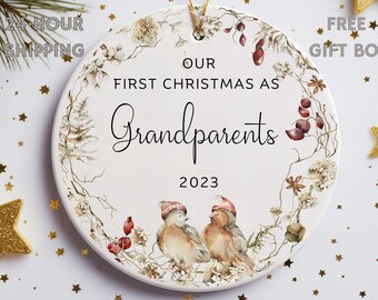Grandparents first Christmas ornament,First Christmas as grandparents ornament gift 2023,baby gift to grandparent,grandparent keepsake gift
