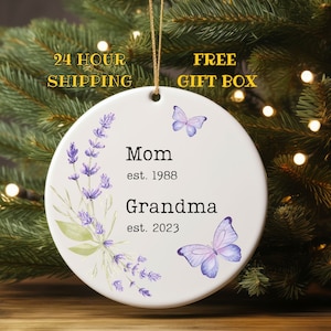 Grandma gift ornament,promoted to grandma ornament,pregnancy annocement,grandma keepsake gift,grandma chrismast ornament,butterfly ornament