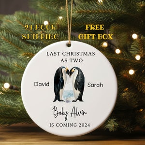 Last Christmas as two ornament,new baby announcement ornament gift,new parent keepsake gift,gift for new parents,pregnancy announcement gift