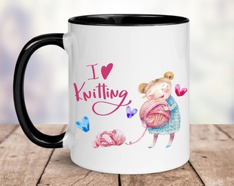 Knitting mug, ceramic mug gift for knitter, funny mug gift, coffee mug for birthday gift, for for her, mother's day gift, holiday gift