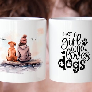 Just a girl who loves dog, Winter with dogs, Personalized gift coffee mug for her, dog lover gift, custom gift mug for holiday, birthday