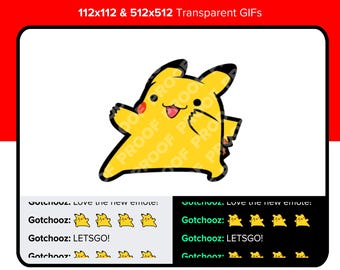 Pokémon animado bailando Pikachu / Pikachu bailando / Emotes de Twitch / Emotes de Discord / YouTube / Pokémon / Pikachu