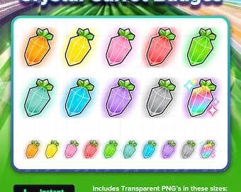 Insignias de Carrot de Cristal / Insignias de Bit para Twitch / Puntos de Canal / Derby / Insignias de Carrot / Insignias P2U / Insignias de Lealtad