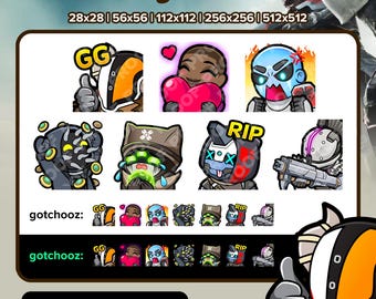 Emotes de Twitch inspirados en Destiny 2 GG Love Rage Dono Sad RIP Shoot for Streaming Youtube Discord TikTok P2U Emotes prediseñados