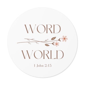 Word over World, Christian, Sticker, Laptop Sticker, Water Bottle Sticker, White
