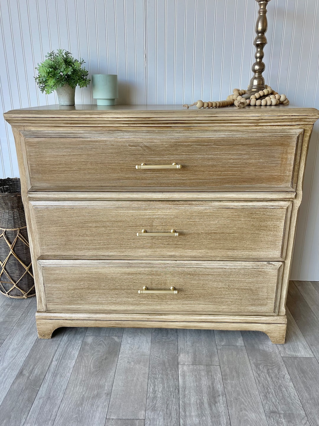 SOLD Modern Faux Wood Brown 3 Drawer Dresser Chest - Etsy