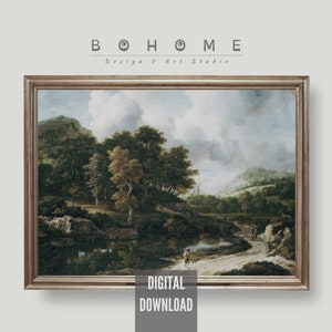 Antique Landscape Painting: Vintage Dutch Country Art (Digital Download)