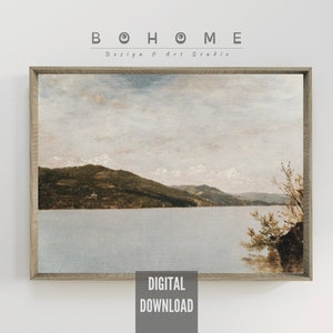 Vintage Lake George Gemälde von Kensett: Küsten Bauernhaus Kunst (Digitaler Download)