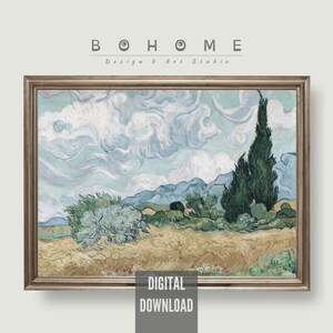 Van Gogh Landscape Painting: Wheat Field with Cypresses (Digital Download)