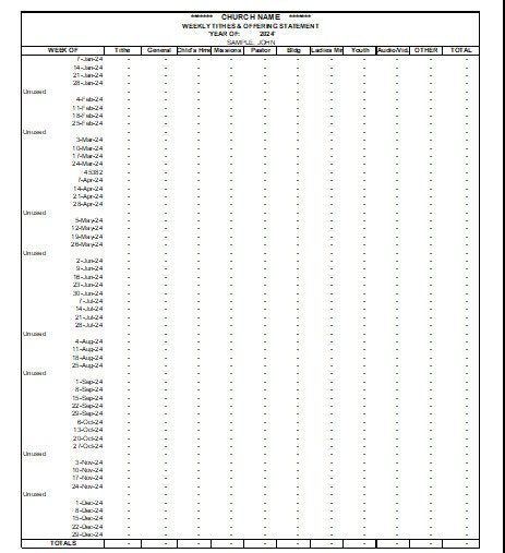 Tithe Statements Tithe Spreadsheet. ** PREVIEW VERSION ** SIMPLE, Tithe Donations ...