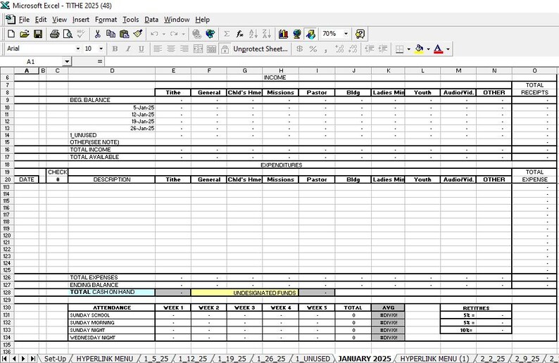 New 2026 Tithe Spreadsheet. SIMPLE, to the Point, Input Tithe Donations ...