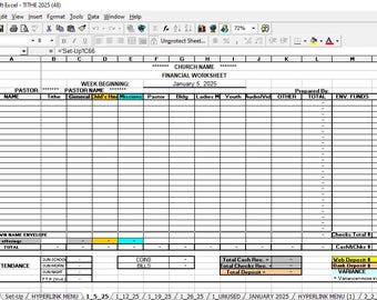 New 2026 Tithe Spreadsheet. SIMPLE, To the Point, Input Tithe Donations, Offerings, Bills, Year-End Giving Record. Church Clerk / Accountant