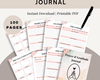 Prayer and Gratitude Journal Template for Bible Study | Gratitude & Devotional Journaling | Christian Faith Journal.