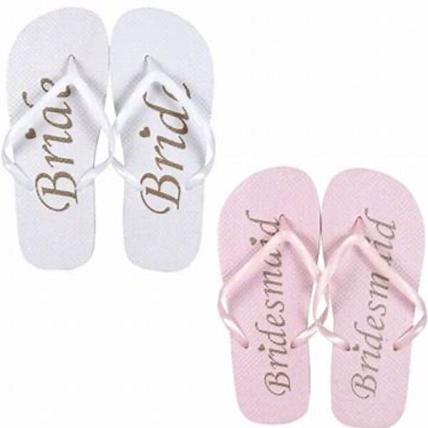 Bride, Bridesmaid Flip Flops, Bridal Party Sandals