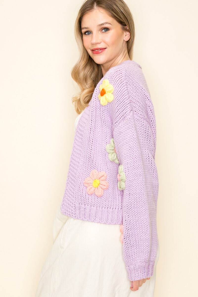 EMBELLISHED FLORAL SWEATER / Embroidered Floral Sweater Cardigan Etsy
