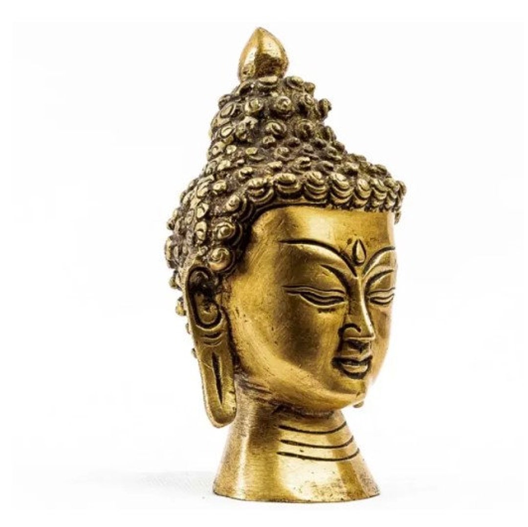 5 Inches Lord Buddha Statuegolden Lord Buddha Head Statue Etsy