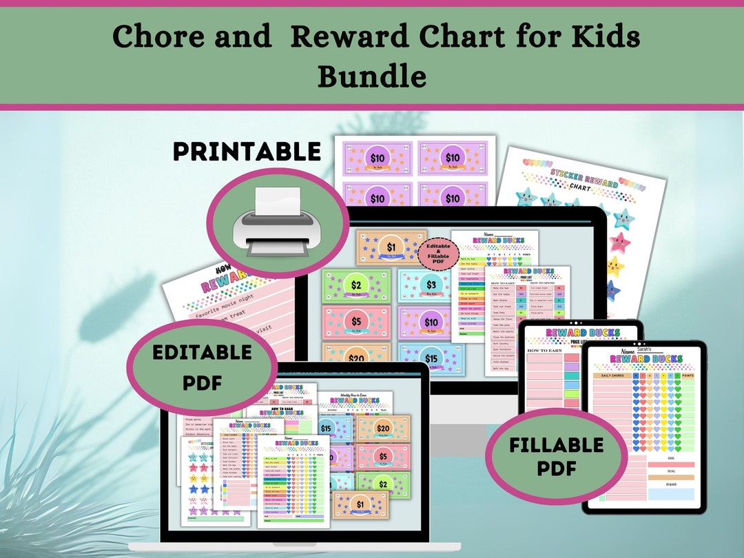 Editable Chore Chart for Kids, Reward Chart Printable, Kids Chore Chart ...