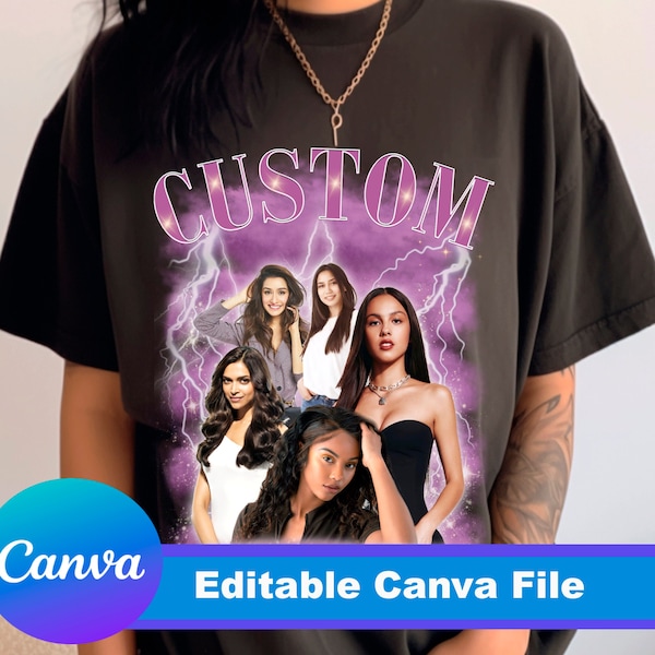 Editable Bootleg Design Canva Template, Customize bootleg idea, Change Color Bootleg Rap, DRAG and Drop Your Photos Vintage Custom Desing